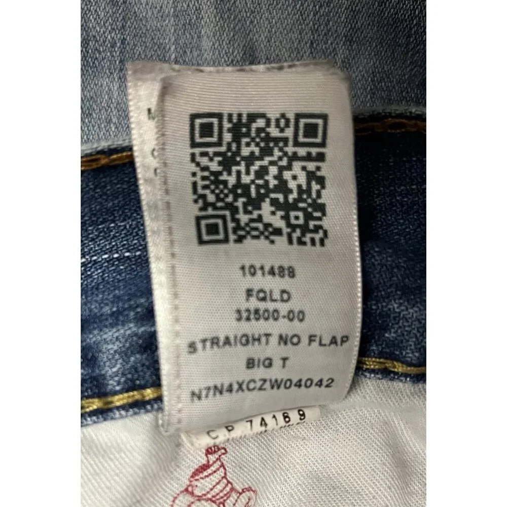 True Religion Jeans Straight Big T No Flap Size 39 (tag 38) Blue